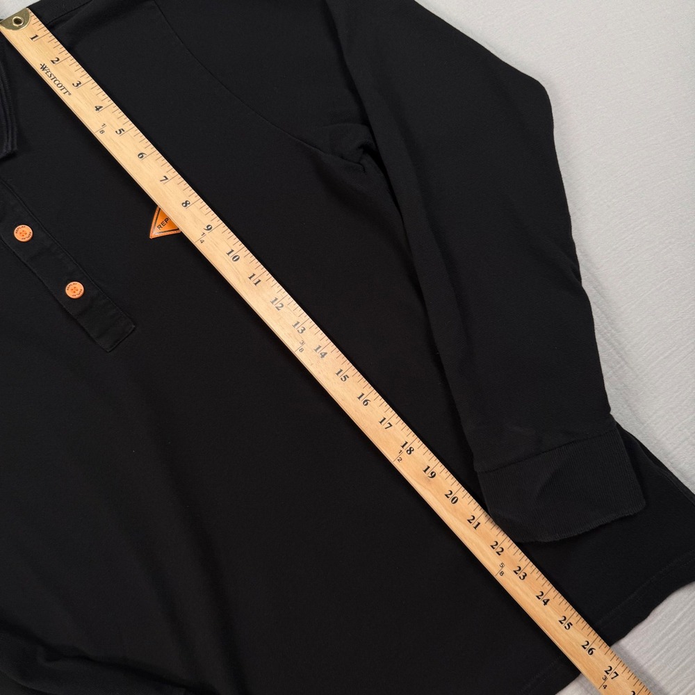 Replay Mens Long Sleeve Polo Shirt Black Orange Logo Size Large Streetwear - Picture 5 of 6